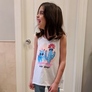 Kids looking sharp white Cactus tank top size 7